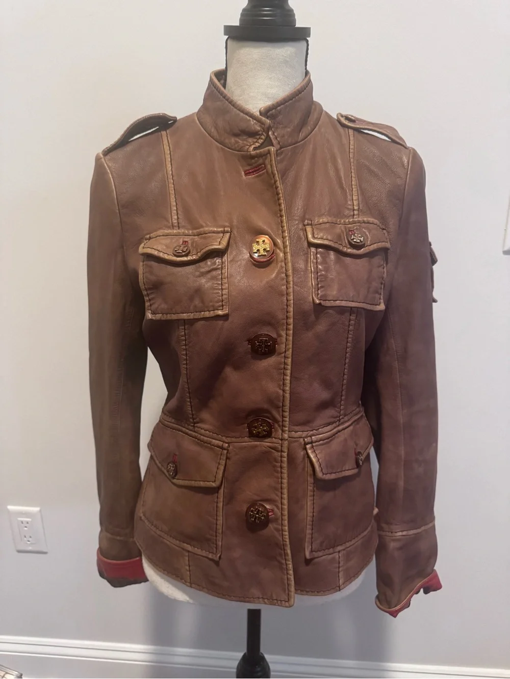 ASO Serena van der Woodsen Leather Tory Burch Jacket - 8